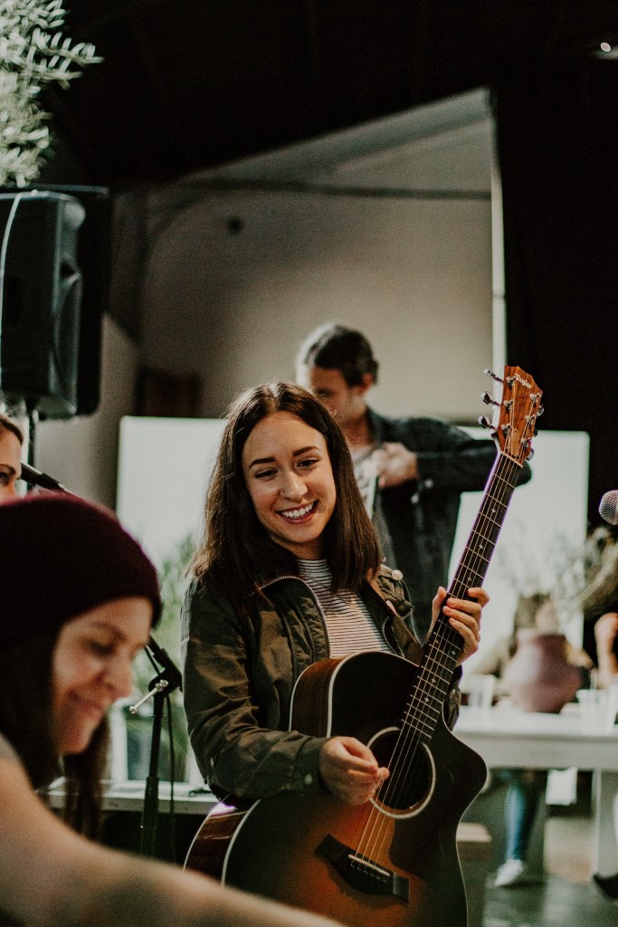 Musician getting ready to play a set